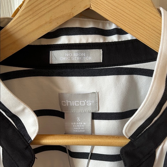 Chico's Monochrome Striped Blouse - Picture 1 of 5